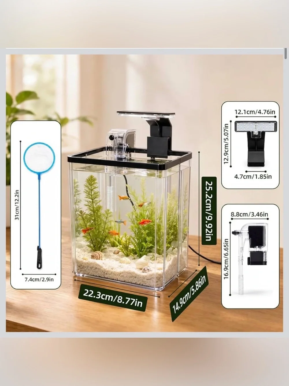Aquarium Small Fish Tank Starter Kit 1.5 Gallon